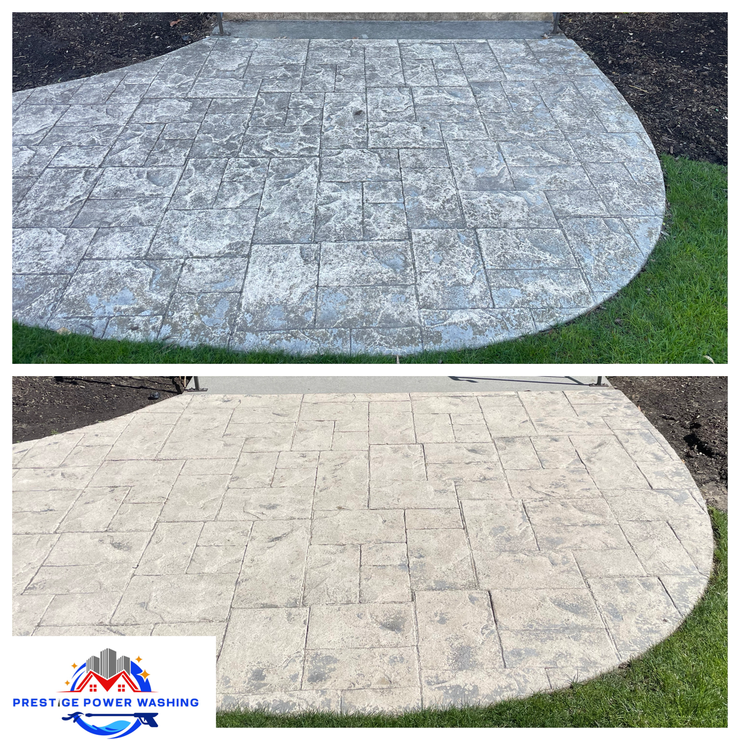 Clean paver walkway after professional surface cleaning